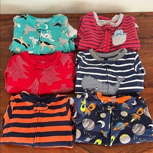 (6) Carter’s footed pajama one pieces 12M